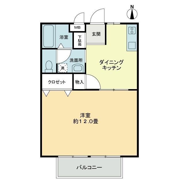 フォブールK&K(1DK/1階)の間取り写真
