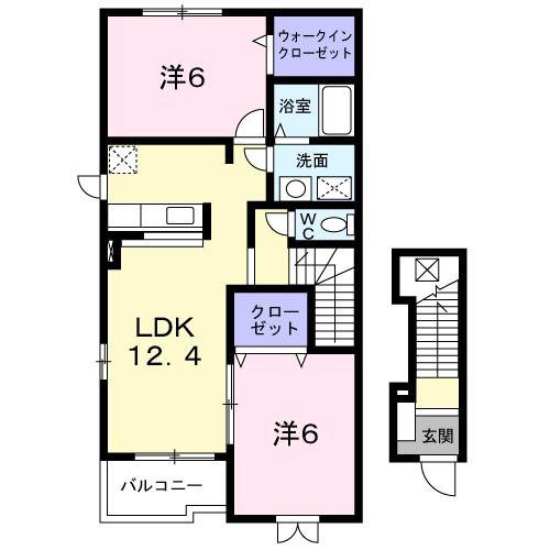 フォルテシモ(2LDK/2階)の間取り写真