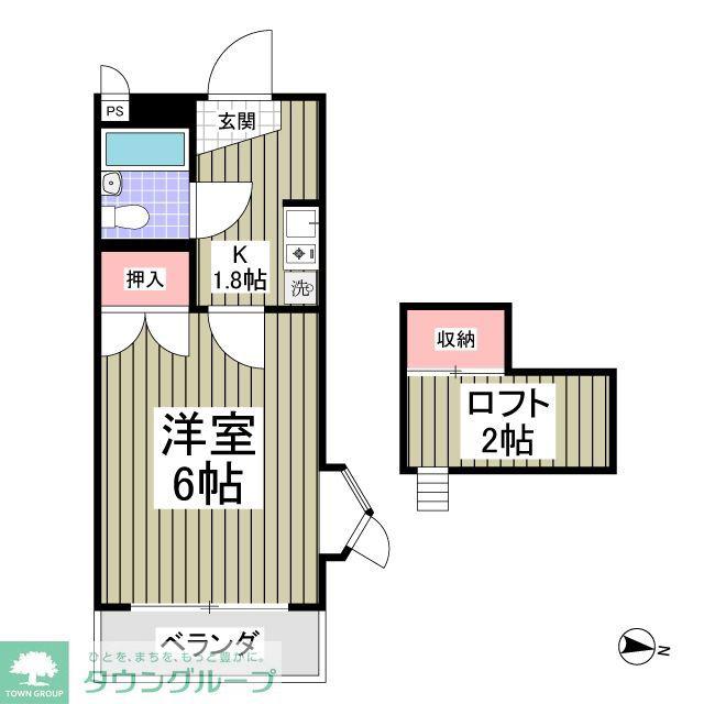 ガーデンヒルズ新倉D(1K/2階)の間取り写真