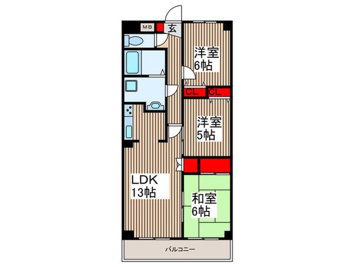 高倉マンション(3LDK/2階)の間取り写真