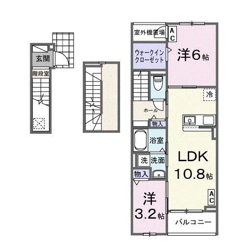 ソルジエンテ(2LDK/3階)の間取り写真
