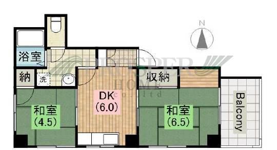 メゾンド舎利寺(2DK/4階)の間取り写真