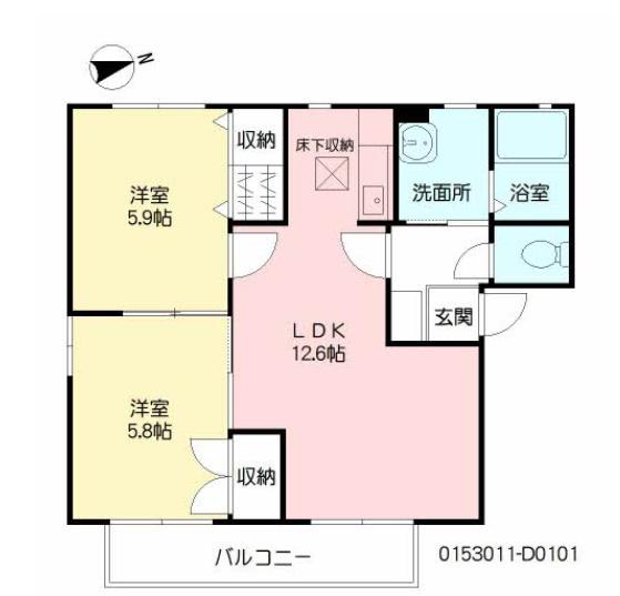 グラン・シャーメゾン D棟(2LDK/1階)の間取り写真