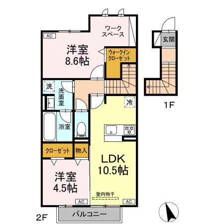 フロレゾンK&K(2LDK/2階)の間取り写真