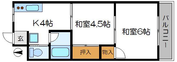 清水マンション(2DK/3階)の間取り写真