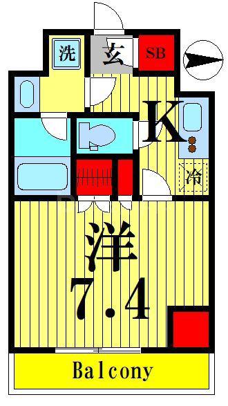 COCO-CHILL KAMEARI(1K/2階)の間取り写真
