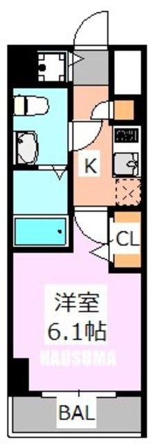 ガーラ・シティ王子(1K/6階)の間取り写真