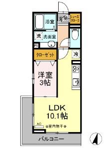 PRENDRE(1LDK/2階)の間取り写真
