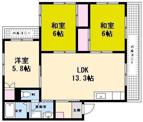 CASA&N古江西町(3LDK/2階)の間取り写真