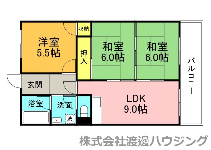 ユーハイツ長野(3LDK/2階)の間取り写真