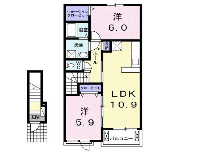 シャン ドゥ フルール A(2LDK/2階)の間取り写真