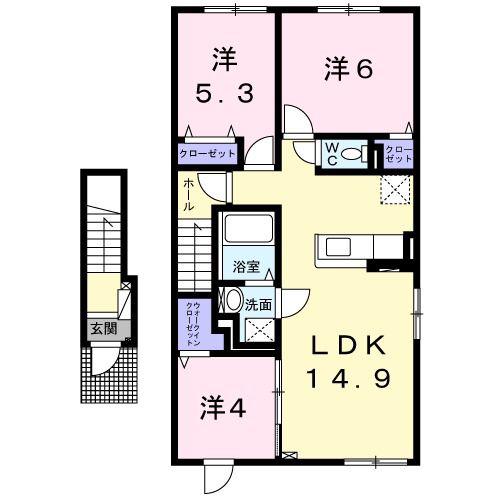 ラ・ローブ(3LDK/2階)の間取り写真