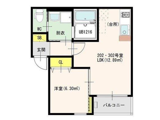 ノースヒル(1LDK/3階)の間取り写真