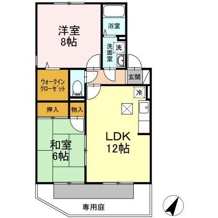 セジュール諸岡(2LDK/1階)の間取り写真
