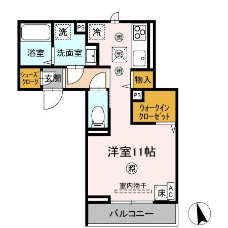 ロイヤルステージ東津田B棟(ワンルーム/1階)の間取り写真