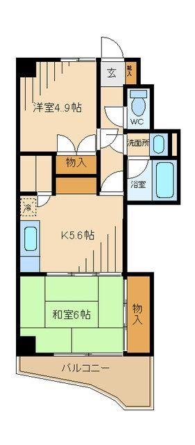 ベルエア調布(2K/3階)の間取り写真
