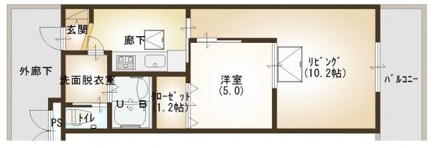 ルネス ソフィア(1SK/3階)の間取り写真