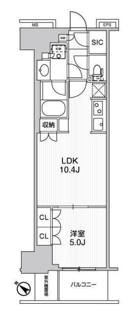 WORVE横浜伊勢佐木町(1LDK/10階)の間取り写真