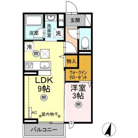 WINDSOR(1LDK/1階)の間取り写真