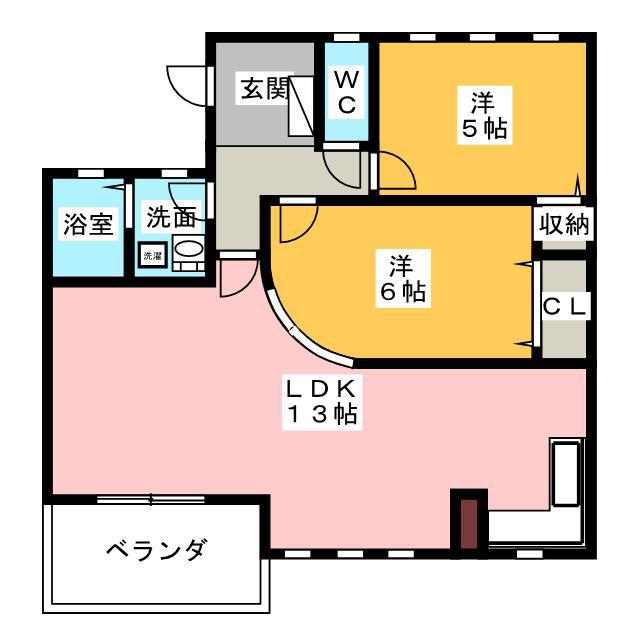 デュオパラッツオA棟(2LDK/1階)の間取り写真