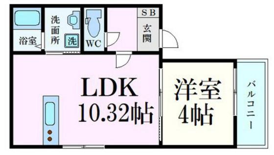 エミネンス隅の浜(1LDK/1階)の間取り写真