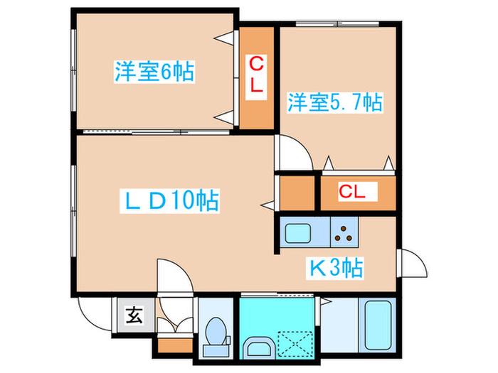 ANGELAS L・A(2LDK/4階)の間取り写真