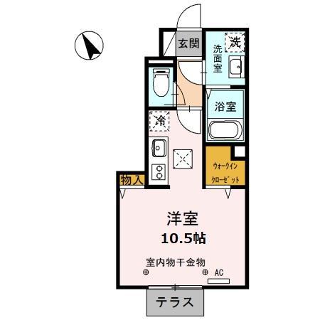 パークヒルズ湘南(1K/1階)の間取り写真