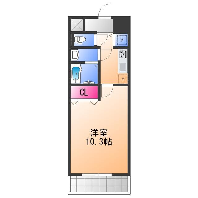 アスティオン三国ヶ丘(1K/6階)の間取り写真