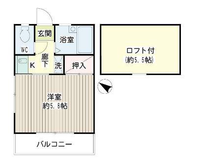 第二YMハイツ(1K/2階)の間取り写真