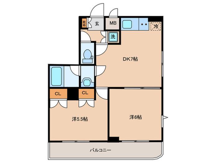 ルーブル小竹向原弐番館(2DK/5階)の間取り写真