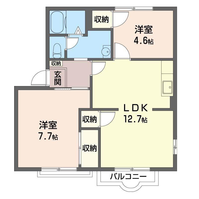 シェ・モワァB(2LDK/2階)の間取り写真