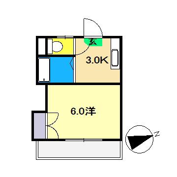 ディーエム潮江I(1DK/2階)の間取り写真