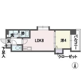 アミューゼ博多(1LDK/9階)の間取り写真