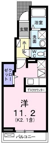 グランボナール秋川(ワンルーム/1階)の間取り写真
