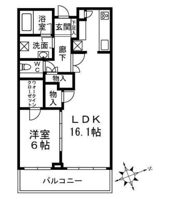 白金タワー・タワー棟(1LDK/25階)の間取り写真