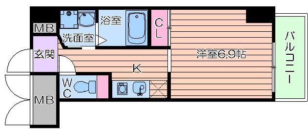 ドゥーエ本庄(1K/5階)の間取り写真