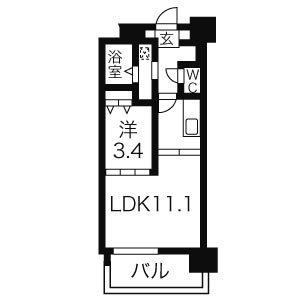 イリオス中島公園(1LDK/3階)の間取り写真
