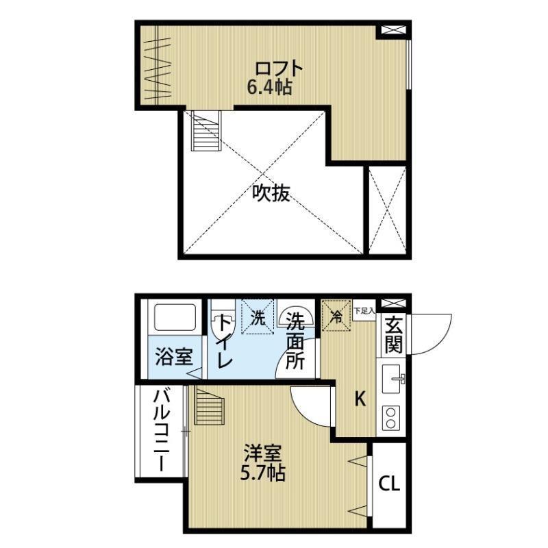 LOFT HOUSE(1K/1階)の間取り写真