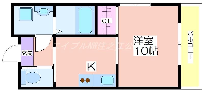 ルナコート南港中(ワンルーム/1階)の間取り写真