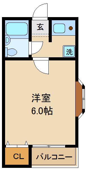 IWASA RESIDENCE B(1K/2階)の間取り写真