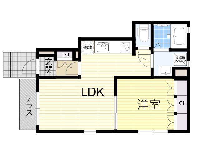 ボヌール都島(1LDK/1階)の間取り写真