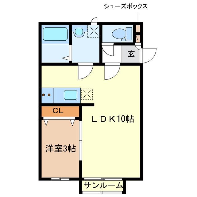 CUORE(1LDK/1階)の間取り写真