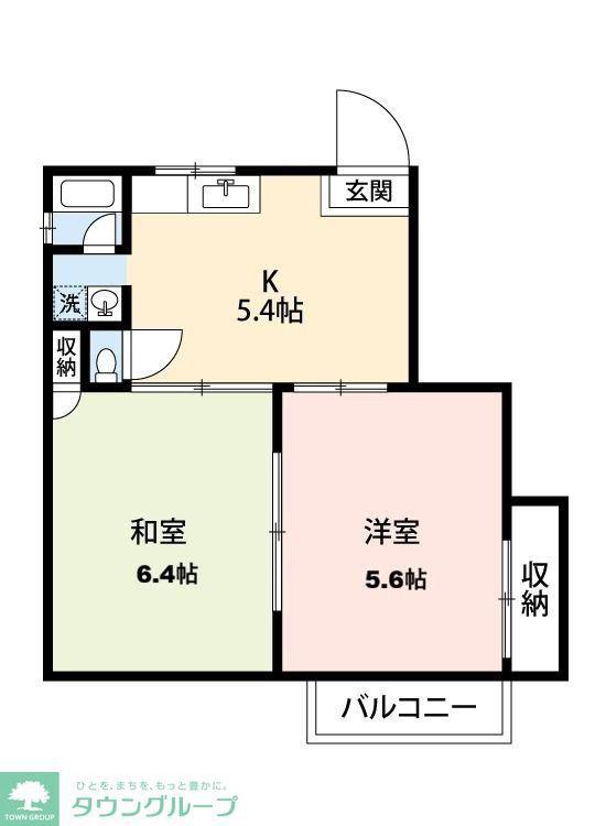 飯沼コーポラス(2K/2階)の間取り写真