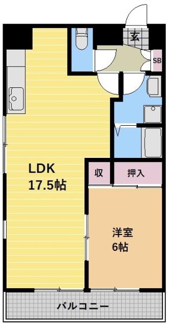 ル・ヴァン橘(1LDK/4階)の間取り写真