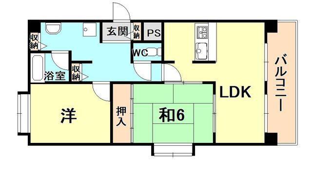 吉光アドニス芦屋(2LDK/1階)の間取り写真