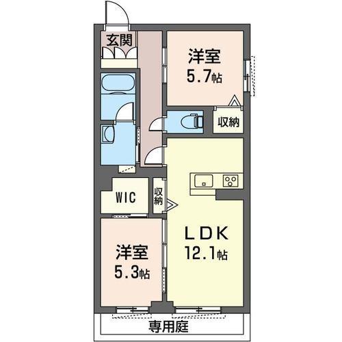 ファヴォーレ(2LDK/1階)の間取り写真