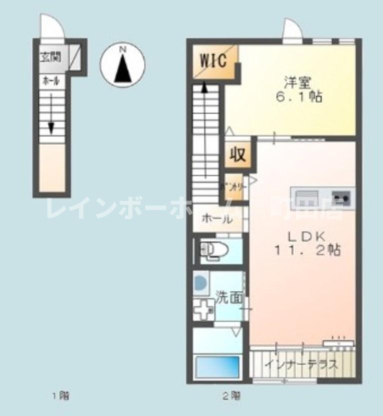 リバーサイドカネヤマ(1LDK/2階)の間取り写真