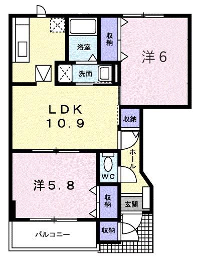 プラムフィールドA(2LDK/1階)の間取り写真