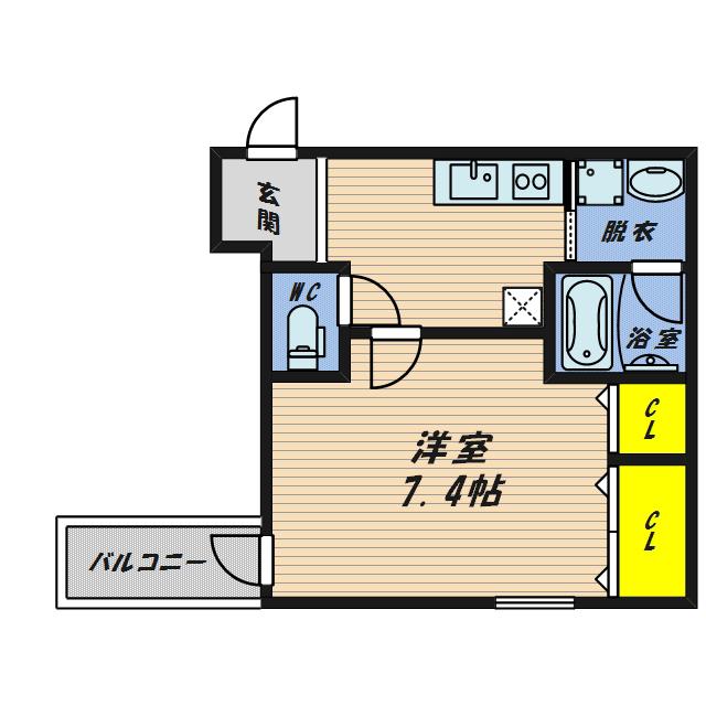 フジパレス清水(1K/2階)の間取り写真