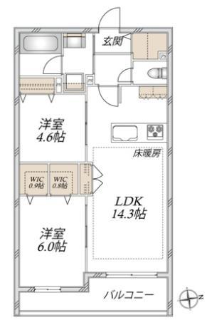 VESTA(2LDK/2階)の間取り写真